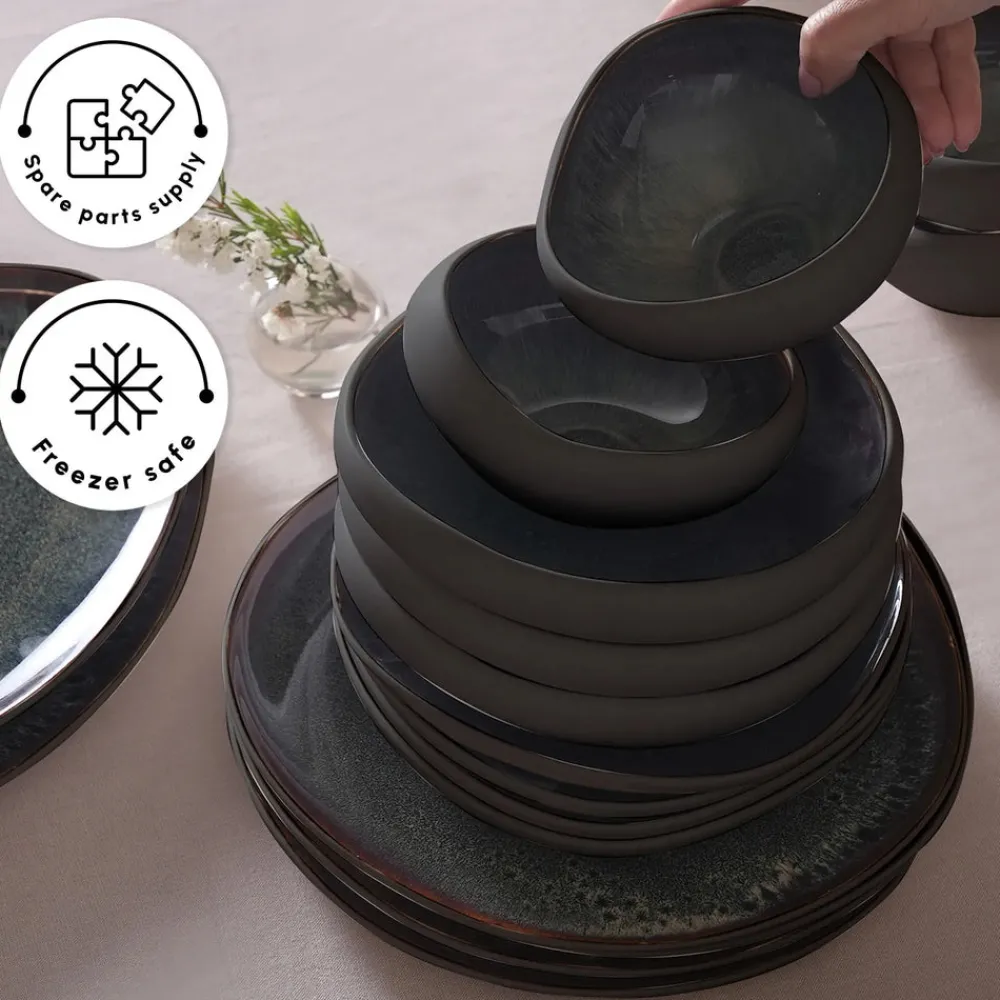 Online Red Carpet Collection Earth Collection New Galactic Reactive Glaze 59-Piece Dinner Set for 12 People, Black See All Dinner Sets|Reactive Glaze Dinner Sets