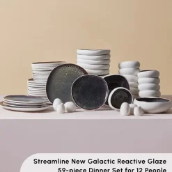 Sale Red Carpet Collection Earth Collection New Galactic Reactive Glaze 59-Piece Dinner Set for 12 People, White See All Dinner Sets|Reactive Glaze Dinner Sets