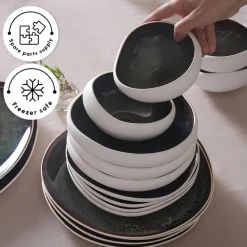 Sale Red Carpet Collection Earth Collection New Galactic Reactive Glaze 59-Piece Dinner Set for 12 People, White See All Dinner Sets|Reactive Glaze Dinner Sets