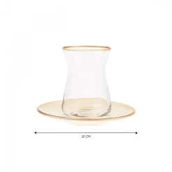 New Retro 12 Piece Glass Turkish Tea Set for 6 People, 132ml, Turkish Tea Sets