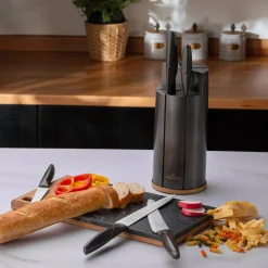 Clearance Retro 5 Piece Knife Block Set, Anthracite Knife Sets