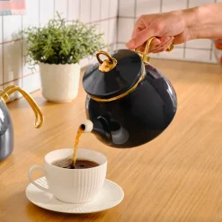 Sale Retro Enamel Induction Teapot Set, Anthracite Turkish Teapots|Turkish Coffee Pots