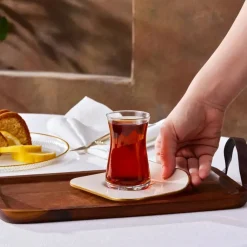 New Retro 12-Piece Turkish Tea Set for 6 People, 165ml, Cream Turkish Tea Sets