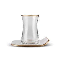 New Retro 12-Piece Turkish Tea Set for 6 People, 165ml, Cream Turkish Tea Sets