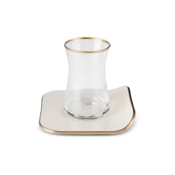 New Retro 12-Piece Turkish Tea Set for 6 People, 165ml, Cream Turkish Tea Sets