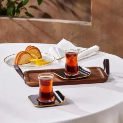 Best Retro 12-Piece Turkish Tea Set for 6 People, 165ml, Black Turkish Tea Sets