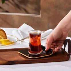 Best Retro 12-Piece Turkish Tea Set for 6 People, 165ml, Black Turkish Tea Sets