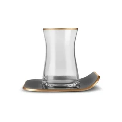 Best Retro 12-Piece Turkish Tea Set for 6 People, 165ml, Black Turkish Tea Sets