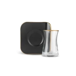 Best Retro 12-Piece Turkish Tea Set for 6 People, 165ml, Black Turkish Tea Sets