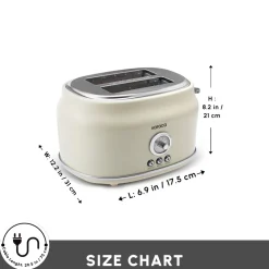 New Retro 2-Slice Toaster, 815W, Cream Toasters
