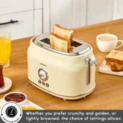 New Retro 2-Slice Toaster, 815W, Cream Toasters
