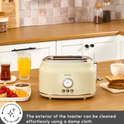 New Retro 2-Slice Toaster, 815W, Cream Toasters