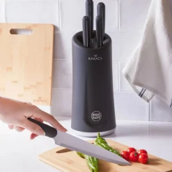Online Right 5 Piece Knife Block Set, Black Knife Sets