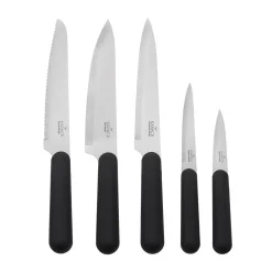 Online Right 5 Piece Knife Block Set, Black Knife Sets