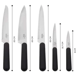 Online Right 5 Piece Knife Block Set, Black Knife Sets