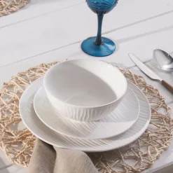 Outlet Ripple 12-Piece Porcelain Dinner Set for 4 People, White See All Dinner Sets|Porcelain Dinner Sets
