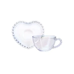 Best Rory Glass Tea Cup and Saucer, 200ml, Transparent Tea Set