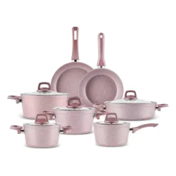 Rosegold Biogranite 12-Piece Induction Cookware Set, Biogranite Cookware Sets