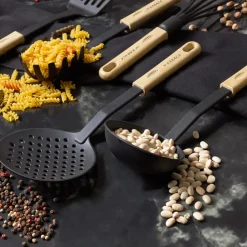 Discount Rossa 6 Piece Kitchen Utensil Set, Cream Black Kitchen Utensils