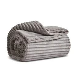 Best Ruby Stripe Wellsoft TV Blanket, 130x150cm, Grey Throws & Blankets