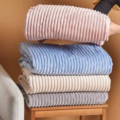 Online Ruby Stripe Wellsoft TV Blanket, 130x150cm, Pink Throws & Blankets