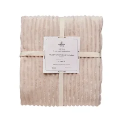 Clearance Ruby Stripe Wellsoft Blanket, Double, Ecru Throws & Blankets