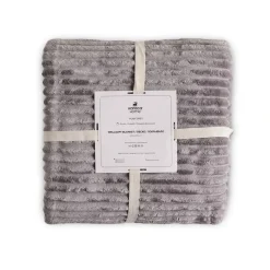 Outlet Ruby Stripe Wellsoft Blanket, Single, Grey Throws & Blankets