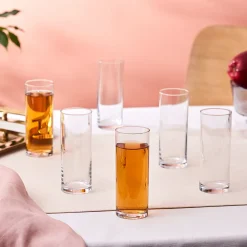 New Saki 6-Piece Highball Glass Set, 195ml, Transparent Highball Glasses