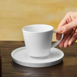 Clearance Salvare 12 Piece New Generation Bone Tea Cup and Saucer Set for 6 People, 260ml, White Tea Set