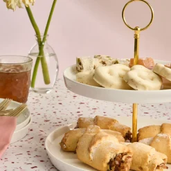 Best Salvare Bone China 2-Tier Cake Stand, White Serving Platters