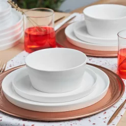 Best Salvare 18-Piece Bone China Dinner Set for 6 People, White See All Dinner Sets|Bone China Dinner Sets