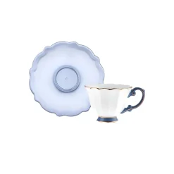 Outlet Samo 4-Piece Bone China Acrylic Plated Espresso Turkish Coffee Cup Set for 2 People, 90ml, Navy Blue Multi Espresso & Turkish Coffee Cup Sets