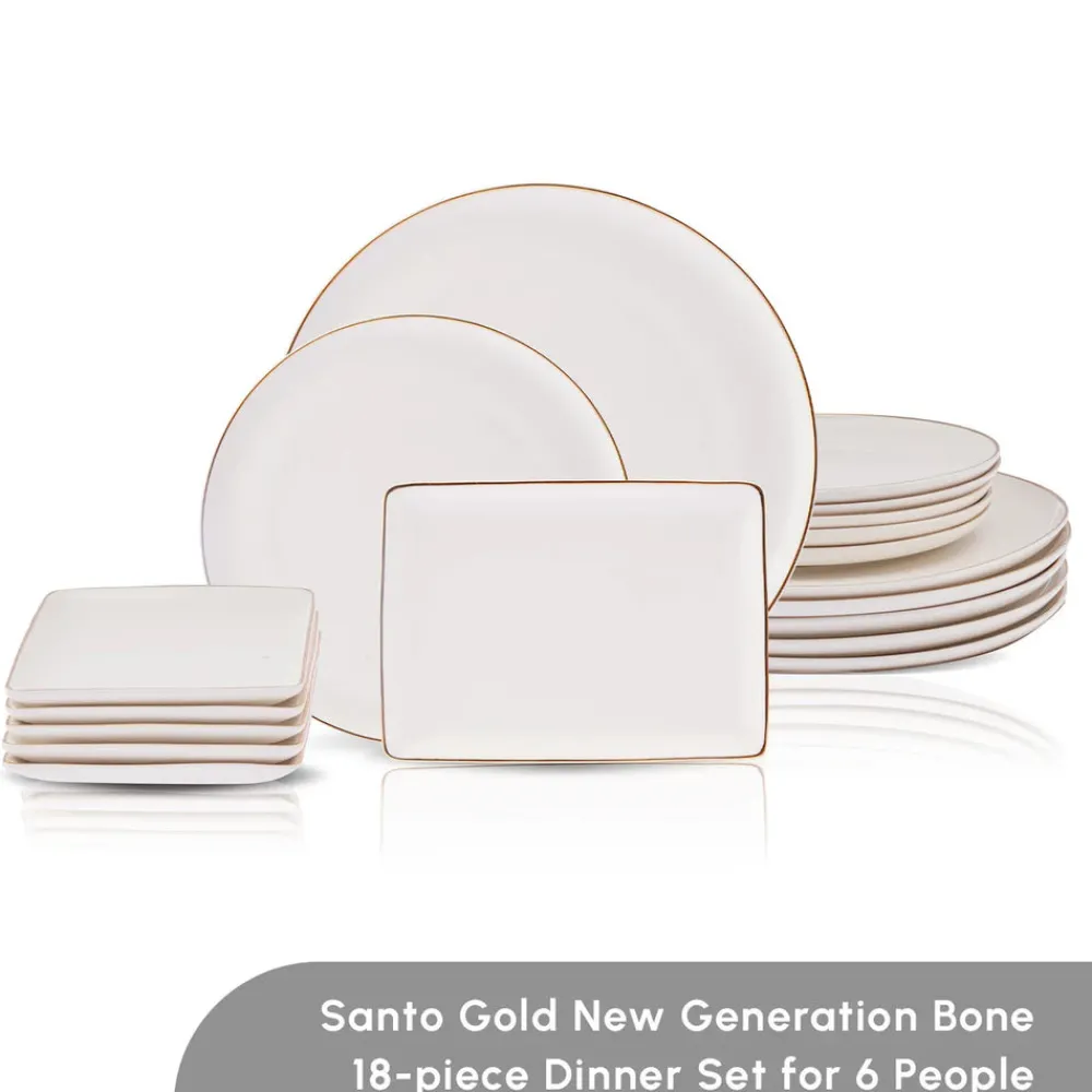 Online Santo 18-Piece Bone China Dinner Set for 6 People, White See All Dinner Sets|Bone China Dinner Sets