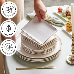 Online Santo 18-Piece Bone China Dinner Set for 6 People, White See All Dinner Sets|Bone China Dinner Sets