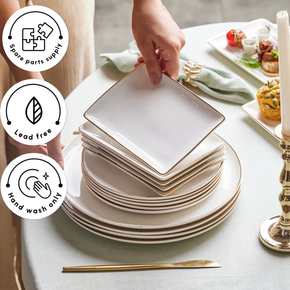 Online Santo 18-Piece Bone China Dinner Set for 6 People, White See All Dinner Sets|Bone China Dinner Sets