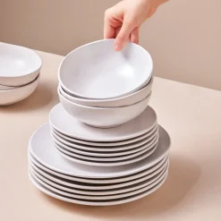 Online Scarlet 18-Piece Stoneware Dinner Set for 6 People, White See All Dinner Sets|Stoneware Dinner Sets