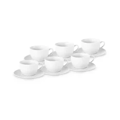 New Seashell 12-Piece Porcelain Tea Cup and Saucer Set for 6 People, 200ml, Light Grey Tea Set