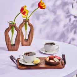 New Seashell 12-Piece Porcelain Tea Cup and Saucer Set for 6 People, 200ml, Light Grey Tea Set