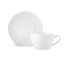 New Seashell 12-Piece Porcelain Tea Cup and Saucer Set for 6 People, 200ml, Light Grey Tea Set