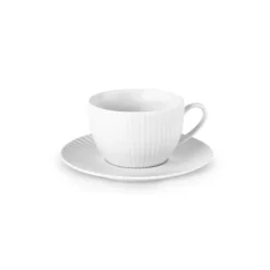 New Seashell 12-Piece Porcelain Tea Cup and Saucer Set for 6 People, 200ml, Light Grey Tea Set