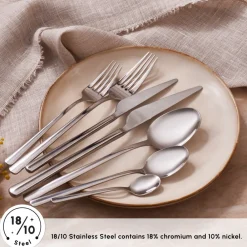 Clearance Serena 84-Piece Stainless Steel Cutlery Set for 12 People, Silver Cutlery Sets