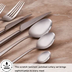 Clearance Serena 84-Piece Stainless Steel Cutlery Set for 12 People, Silver Cutlery Sets