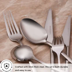 Clearance Serena 84-Piece Stainless Steel Cutlery Set for 12 People, Silver Cutlery Sets