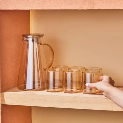 Outlet Serene 7-Piece Tumbler Glass Set, Amber Tumbler Glasses