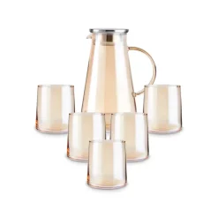 Outlet Serene 7-Piece Tumbler Glass Set, Amber Tumbler Glasses