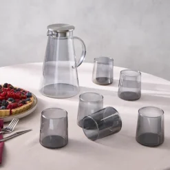New Serene 7-Piece Tumbler Glass Set, Anthracite Tumbler Glasses