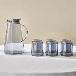 New Serene 7-Piece Tumbler Glass Set, Anthracite Tumbler Glasses