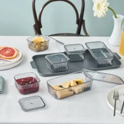 Sienna 6 Piece Breakfast Storage Container Set, Black Transparent Storage Containers
