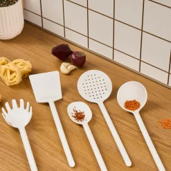 Simple 5-Piece Utensil Set, White Kitchen Utensils