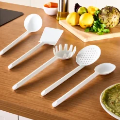 Simple 5-Piece Utensil Set, White Kitchen Utensils